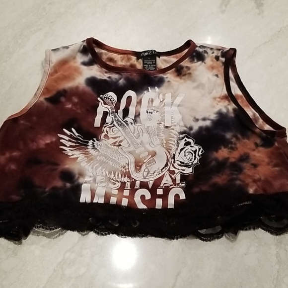 Rue21 Tops - Rock and Roll Bleached Crop Top